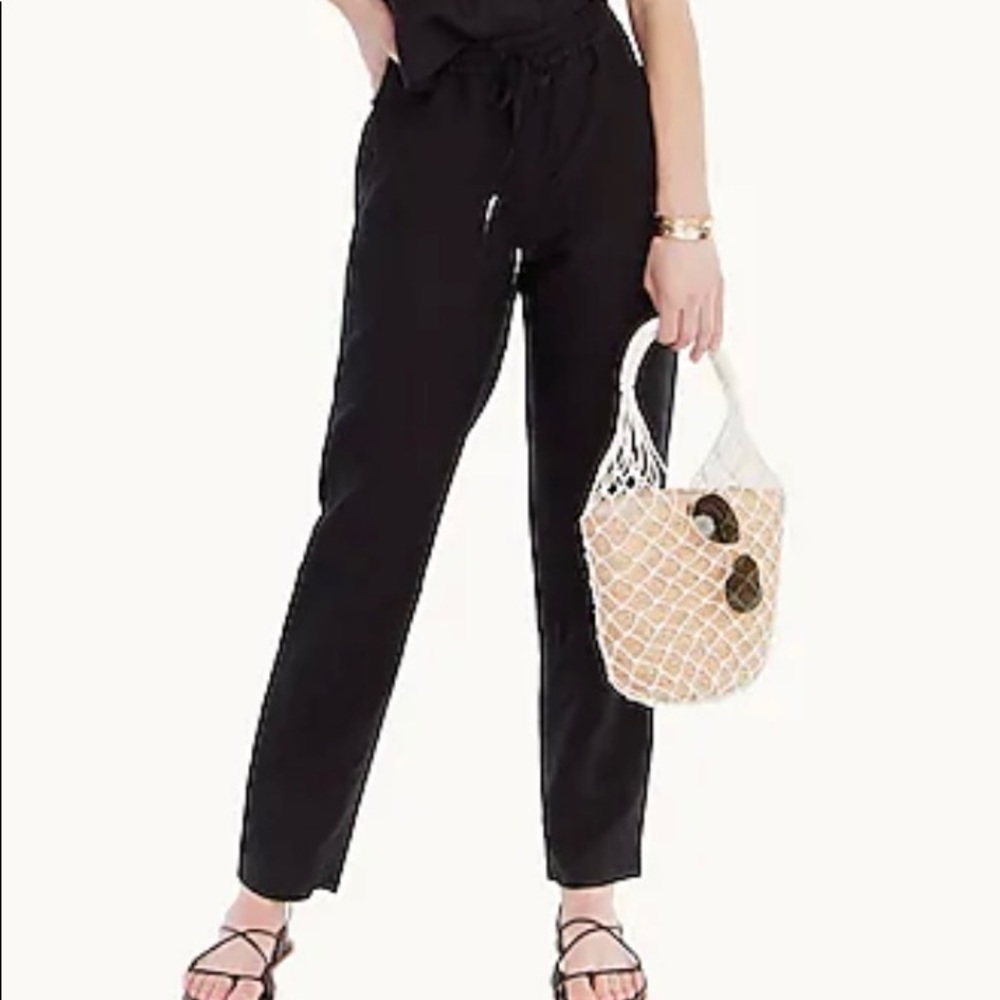 J.Crew linen blend pants. Highrise Front rise 11” Inseam 30” Leg opening 14”